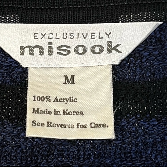 Exclusively Misook | Cardigan sweater blazer Women size M stripe Royal blue knit - Picture 5 of 8